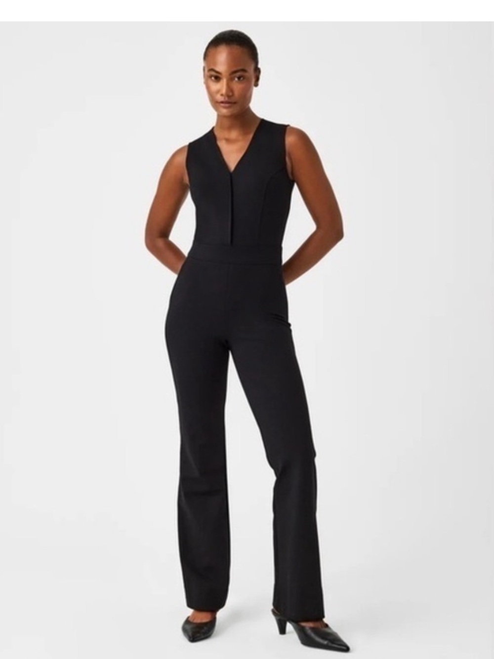 NWT SPANX Perfect Sleeveless Jumpsuit Classic Black. Sz Med Tall. Zipper issue